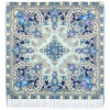 Premium shawl Mysterious Image, wool, cream-vintage blue - 125x125cm