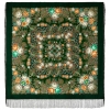 Premium shawl Lyubushka-golubushka, wool, forest green - 125x125cm