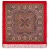 Premium shawl Gingerbread house, wool, red - 125x125cm