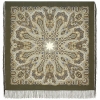 Premium shawl Dreams of White Flowers, wool, khaki - 125x125cm