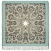 Premium shawl Dreams of White Flowers, wool, mint green - 125x125cm