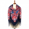 Premium shawl When the Heart sings, wool, blue - 146x146cm
