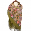 Premium shawl Magic Power of Love, wool, khaki - 146x146cm