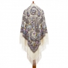 Premium shawl Foggy Morning, wool, ivory 4- 146x146cm