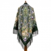 Premium shawl Song of the Fairy Forest, wool, intense green - 146x146cm