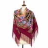 Premium shawl Fascinating July, wool, burgundy- 146x146cm