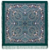 Premium shawl Songs time, wool, emerald green - 146x146cm