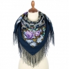 Premium scarf Fireside, wool, navy blue - 89x89cm