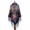 Sal premium Gypsy Aza din lana, bleumarin, 148x148cm