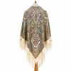 Premium shawl Interweaving of Destinies, wool, luminous cream - 135x135cm