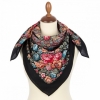 Premium scarf Flower Nymph, wool, black - 89x89cm