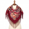 Premium scarf Spring Awakening, wool, garnet - 89x89cm