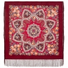 Premium scarf Spring Awakening, wool, garnet - 89x89cm