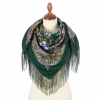 Premium scarf White Nights Lacy Dreams, wool, intense green - 89x89cm