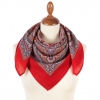 Premium scarf Pearl dew, wool, intense red - 89x89cm