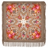 Premium scarf Spring Dawns, wool, brown - 89x89cm