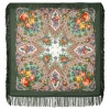 Premium scarf Spring Dawns, wool, khaki green - 89x89cm