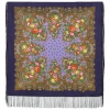 Premium scarf Fragrant Meadow, wool, indigo - 89x89cm