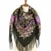 Premium shawl In the Gardens of Nizhegorod Land, wool, intense khaki - 125x125cm