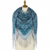 Premium shawl Terem painted, wool, vintage light blue - 135x135cm