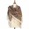 Premium shawl Terem painted, wool, beige taupe - 135x135cm