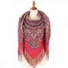 Premium shawl Bright Sun, wool, raspberry red- 146x146cm