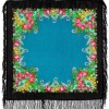 Esarfa premium Sunny summer din lana, negru, 89x89cm