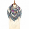 Premium shawl Lovely Image, wool, ivory - 125x125cm