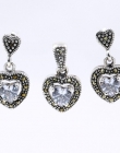 Set Inima cu marcasite, cercei, pandantiv, argint 925