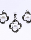 Set Trifoi cu perla cultura si marcasite, cercei, pandantiv, argint 925