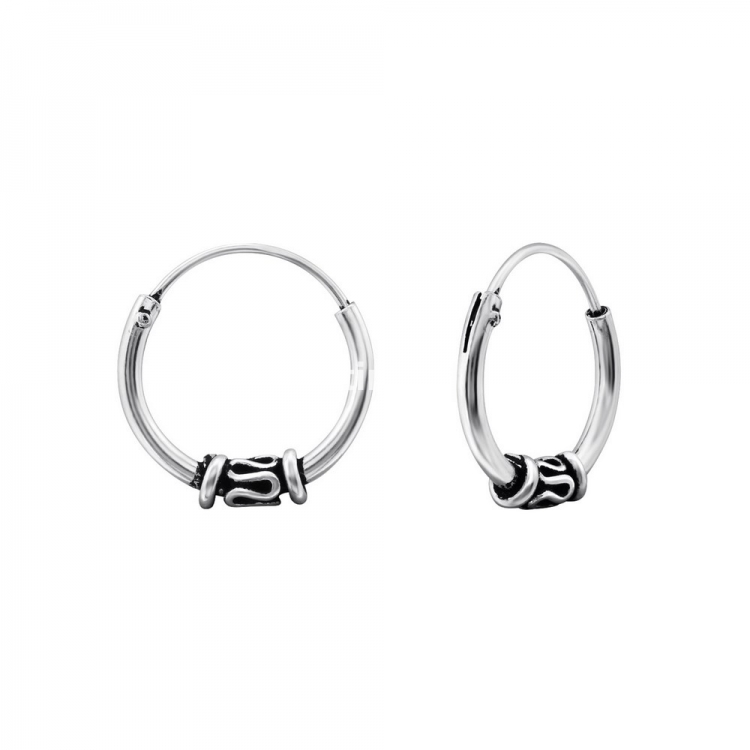 Bali ear hoops earrings, 925 silver, 12x1mm