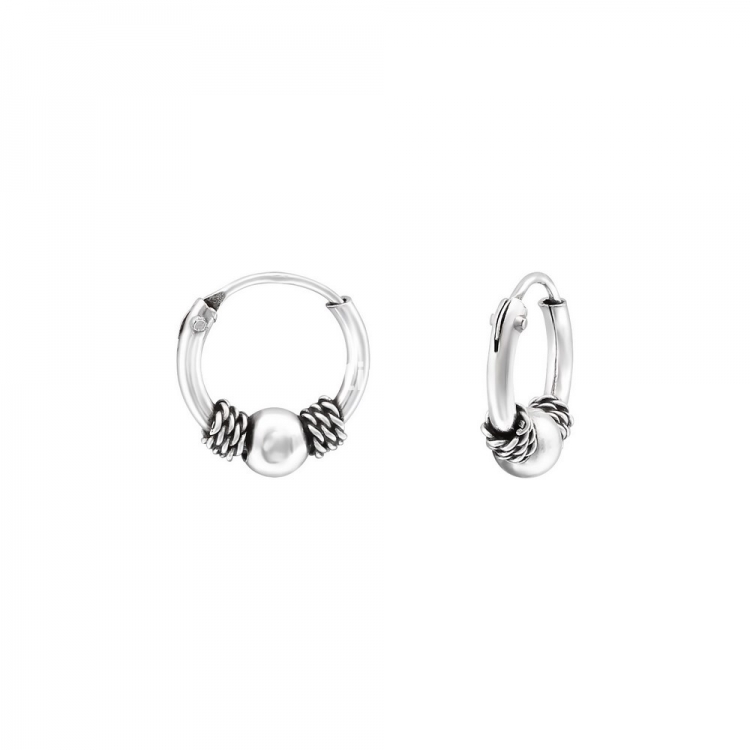 Bali ear hoops earrings, 925 silver, 10x1.2mm