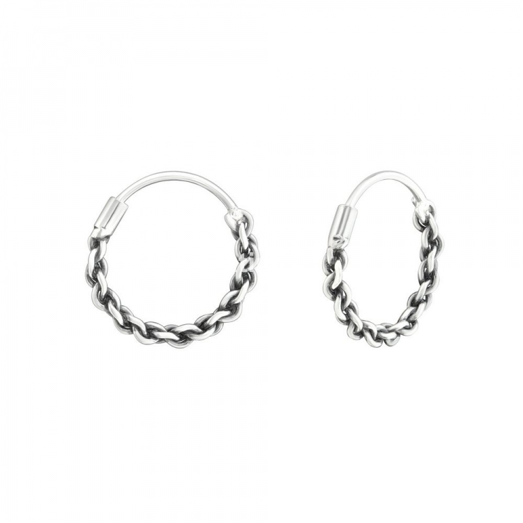 Cercei pentru copii creole Bali, argint 925, 12x1.2mm