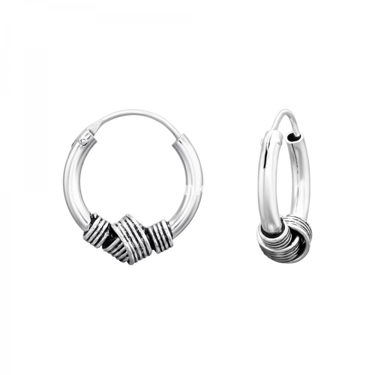 Bali ear hoops earrings, 925 silver, 15x2mm