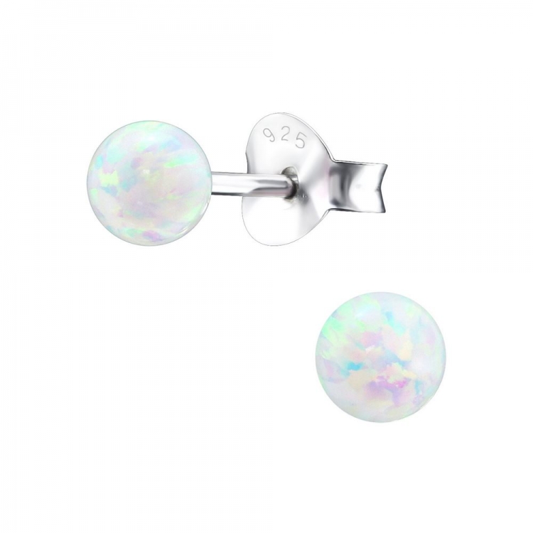 Aurore boreale opal earrings, 925 silver, 4mm
