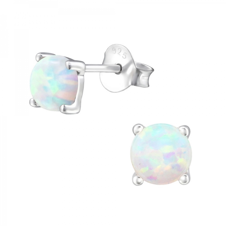 Aurore boreale opal earrings, 925 silver, 5mm
