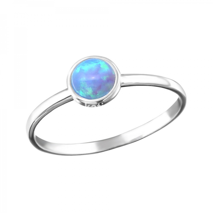 Sky blue opal ring, 925 silver, size 51