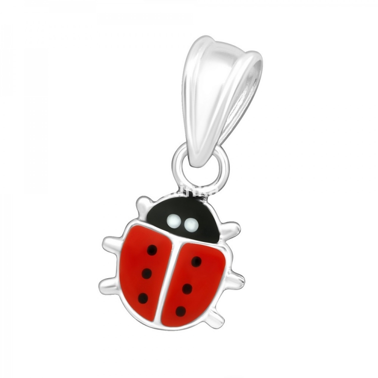 Red ladybug pendant, silver 925, 10x8mm