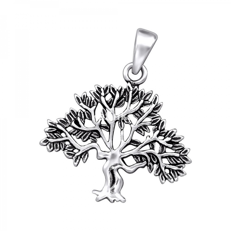 Tree of life pendant, rhodium plated silver 925, 17.5x18.5mm