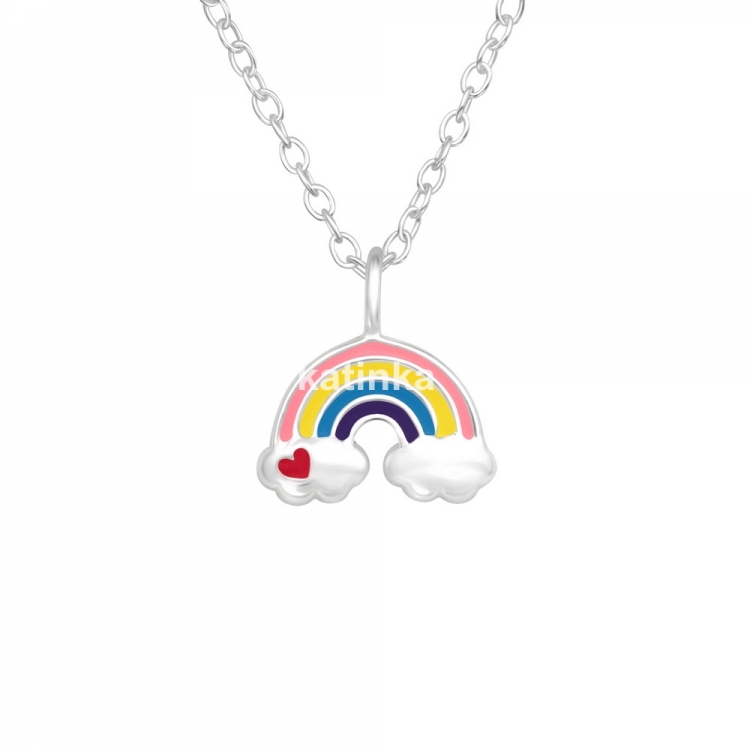 Chain set with rainbow pendant, silver 925, 9x9mm