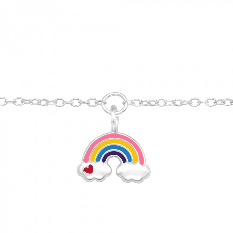 Bracelet set with rainbow pendant, silver 925, 9x9mm