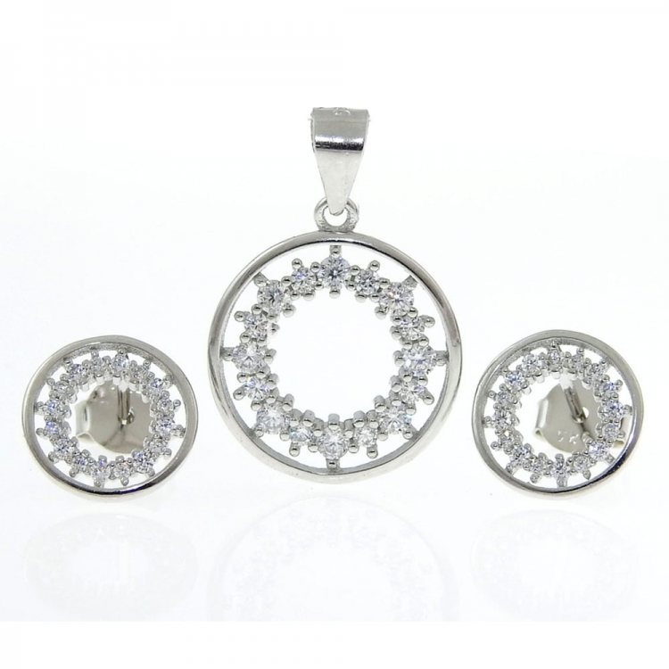 Pendant and earrings set with rhodium-plated silver 925 crystals