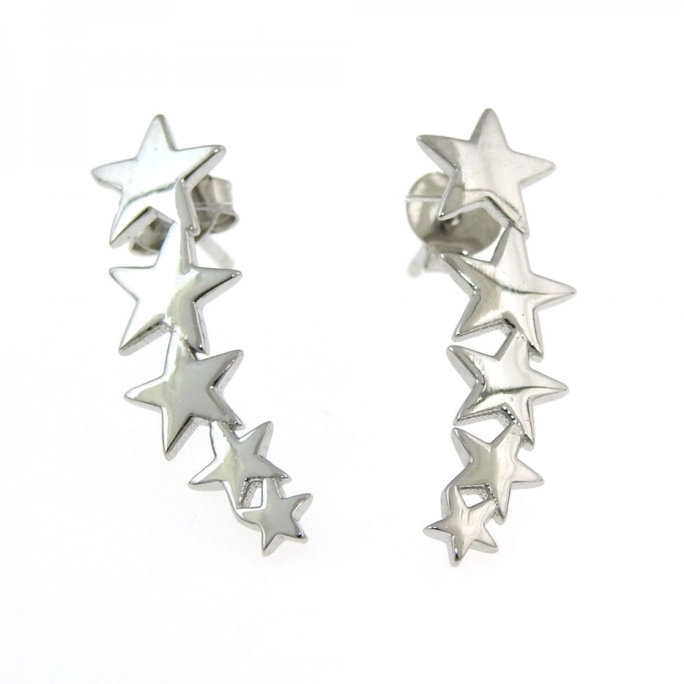 Star earrings with rhodium-plated silver 925 crystals
