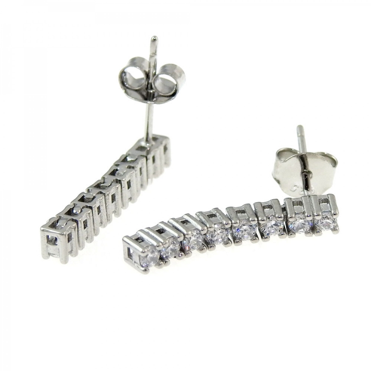 Tennis earrings with rhodium-plated silver 925 crystals