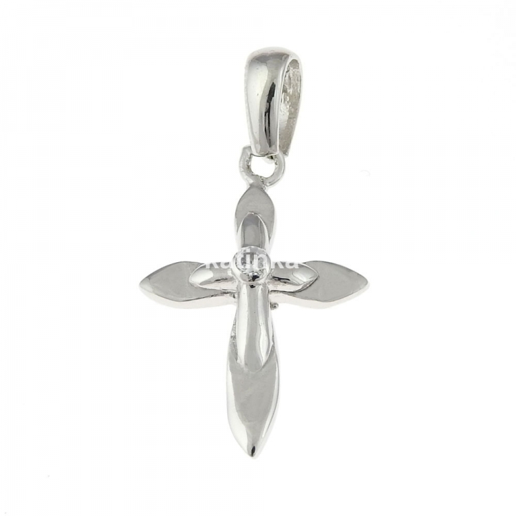 Cross pendant with crystal, silver 925 rhodium-plated