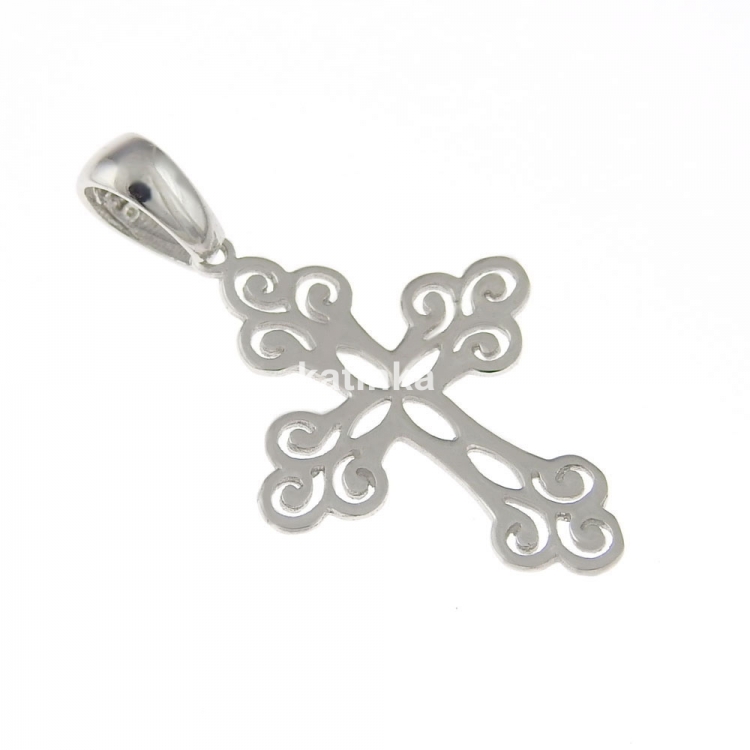 Cross pendant, silver 925 rhodium-plated