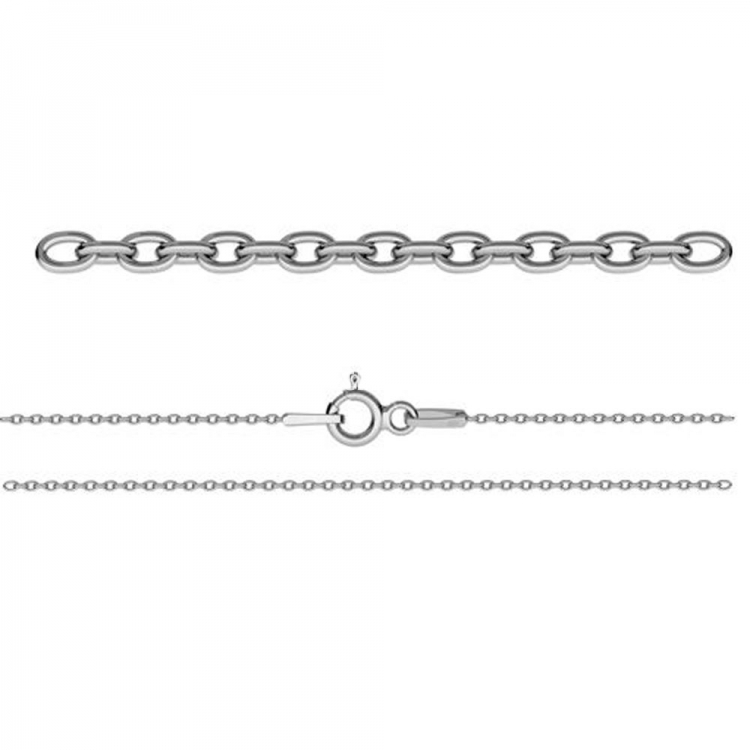 Oval link chain, silver 925 plated with rhodium, 45cm