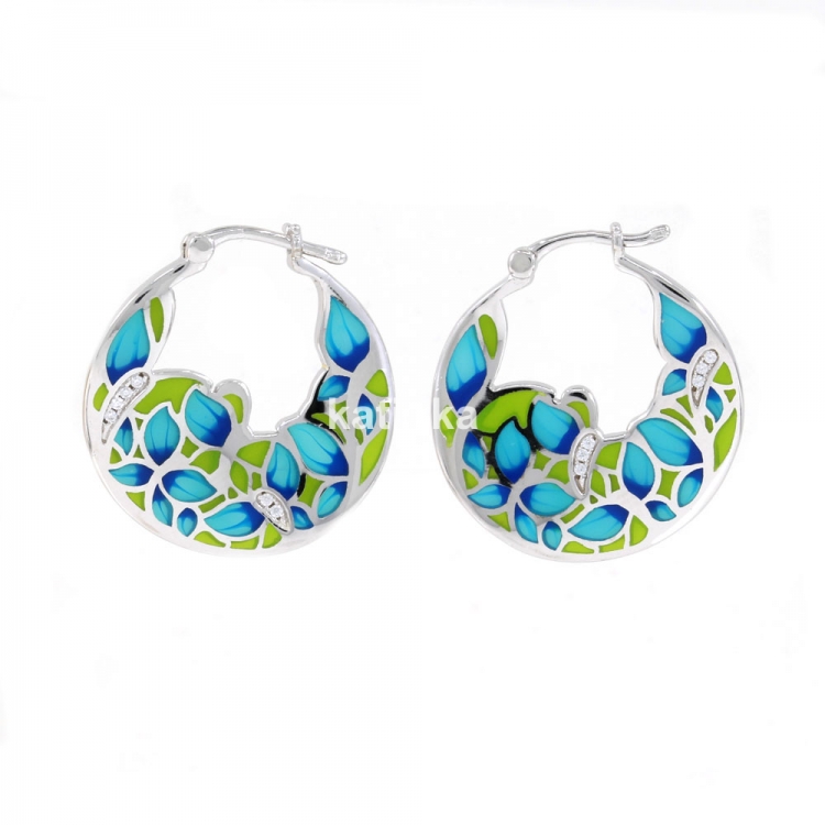 TipTop earrings with enamel and crystals in rhodium-plated 925 silver