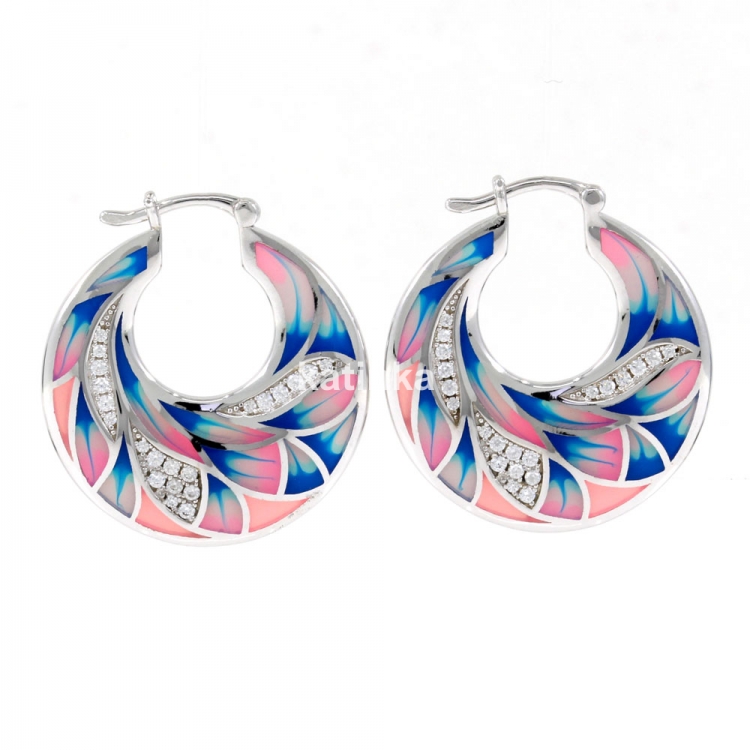 TipTop earrings with enamel and crystals in rhodium-plated 925 silver