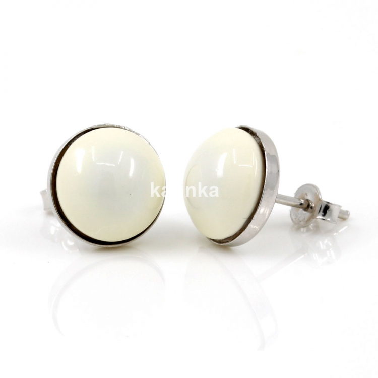 Cercei argint 925 rodiat cu perla Swarovski Ivory, 10mm